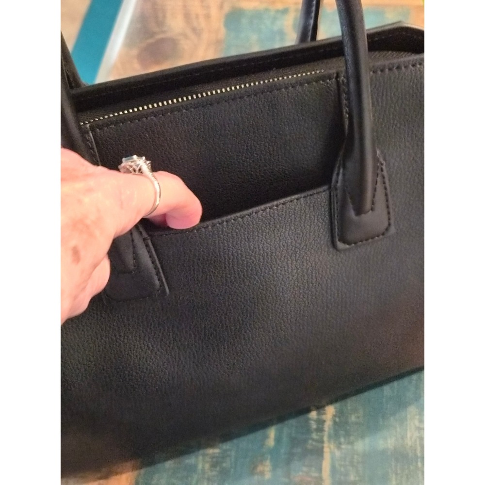 Michael Kors Avril  Satchel Black Leather Suede Handbag Crossbody Bag - Picture 6 of 13
